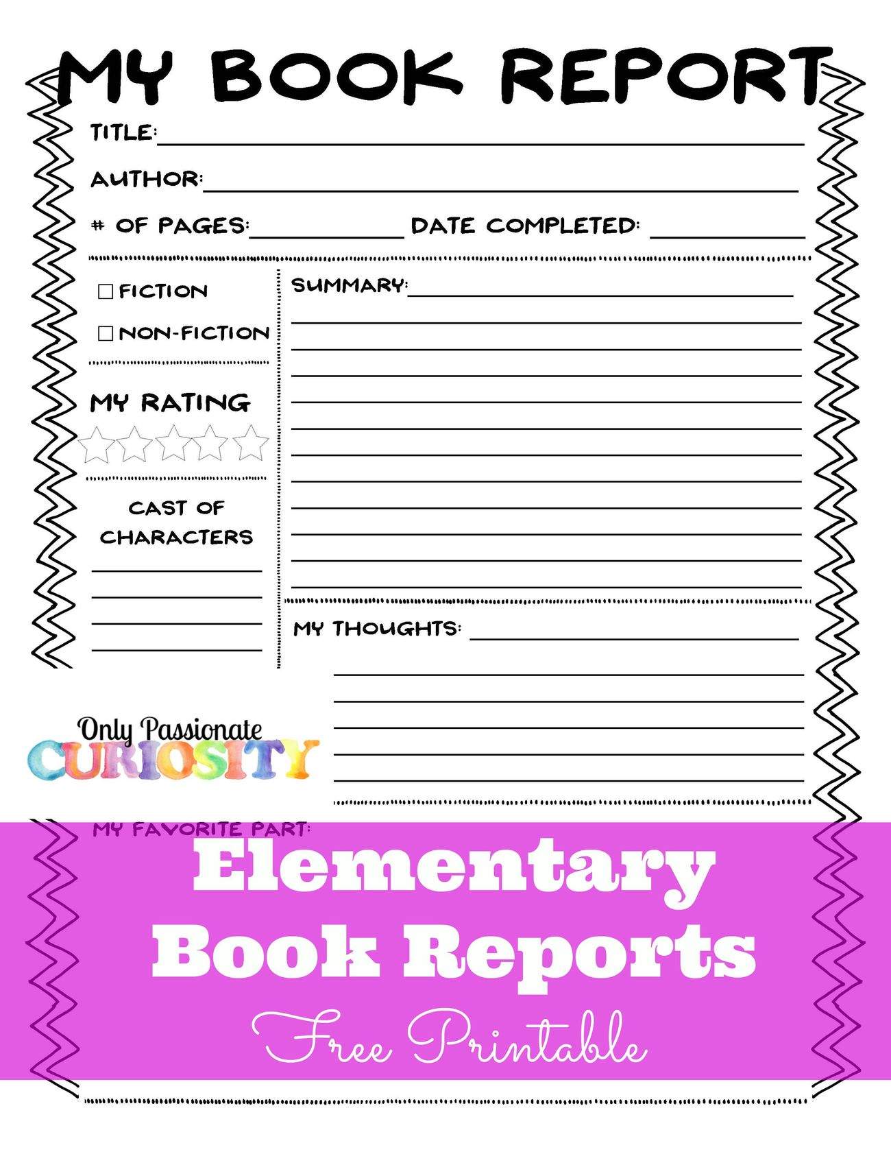 Elementary Book Reports Made Easy Only Passionate Curiosity