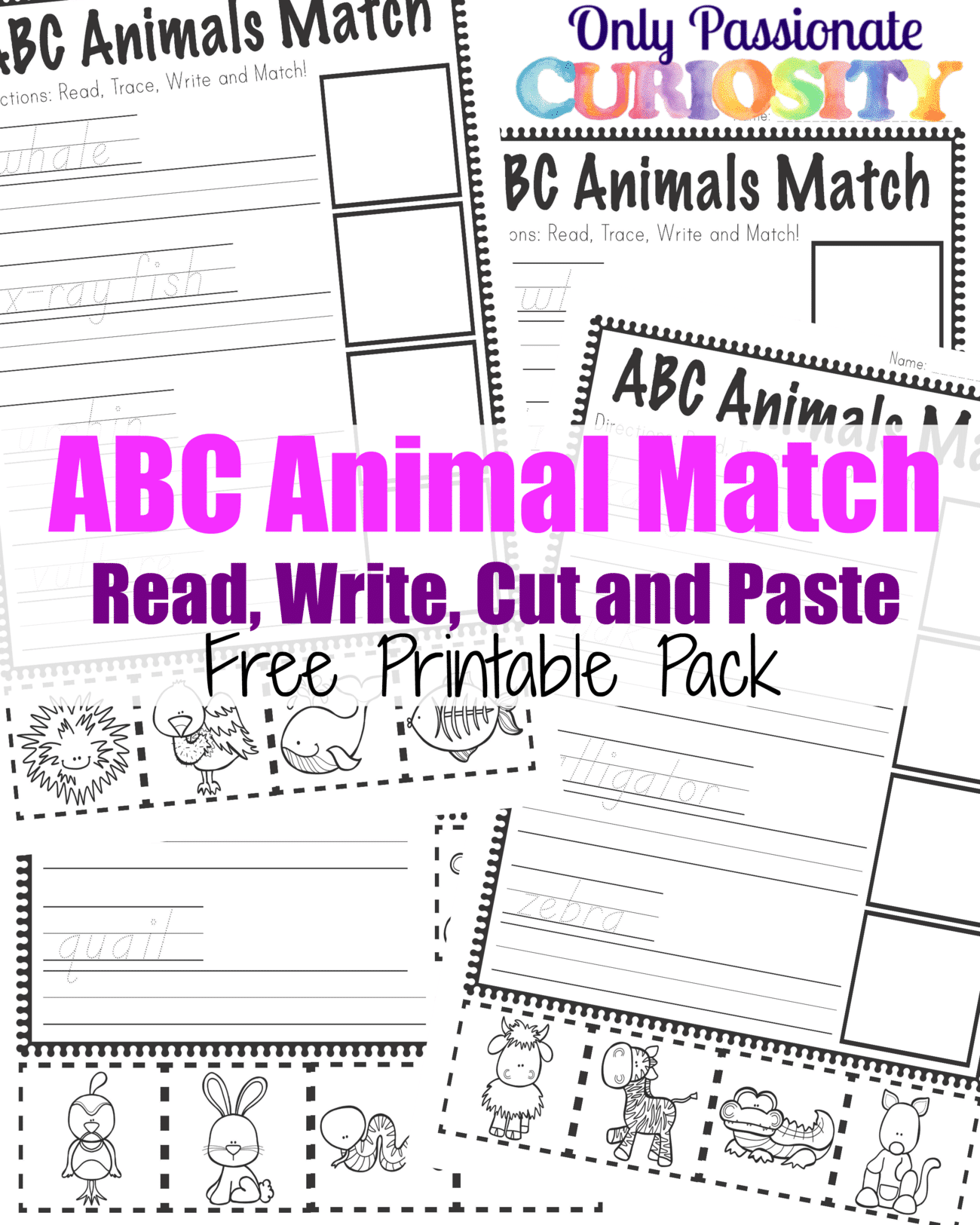 ABC Animals Read, Write, Cut and Paste Pack {ABCs for ME} – Only ...