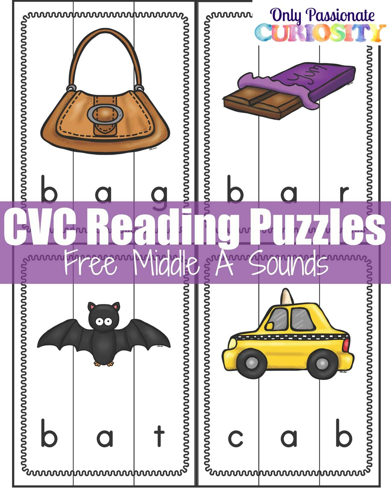 CVC Words Middle A Sound Puzzles Only Passionate Curiosity