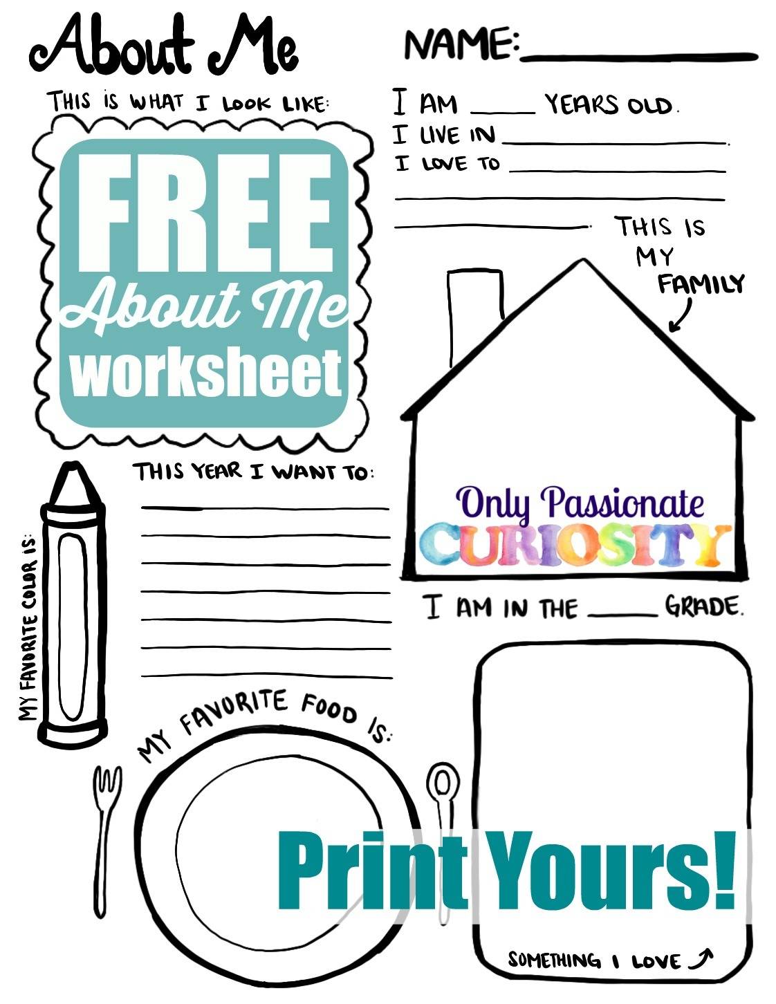 All About Me Printable Worksheet